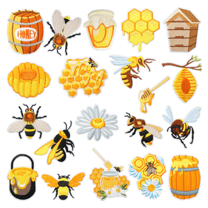 Parches Termoadhesivos Bordados de Abeja, Estilo Rural, con Diseño de Abeja, Animal, <span class=keywords><strong>Miel</strong></span> y Margarita - Product Image 1