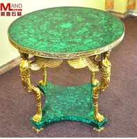 Nouveau produit antique incrusté d'une exquise table basse de luxe en malachite naturelle finie à la main