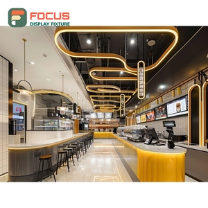 Premium Coffee Service Counter Barista Station Front Register <b>Black</b> Walnut Cafe Service Counter - Product Image 1