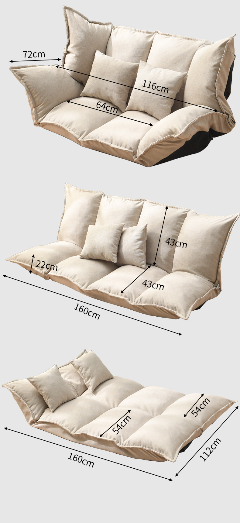 Lazy Sofa Bed Tatami Folding Double Small Living Room Recliner Sofa Chair