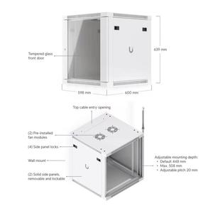 Rack de red UACC-Rack 12U 42U de 19 pulgadas para montaje en pared y de pie, gabinete de rack de red IT, servidor UniFi W1178 - Product Image 1