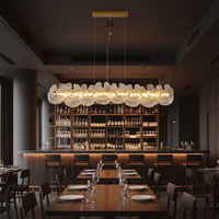 Lampu Gantung Kristal Modern Minimalis Bentuk Bunga, Lampu LED Hotel Restoran Bar Mewah, Tinggi Dapat Disesuaikan