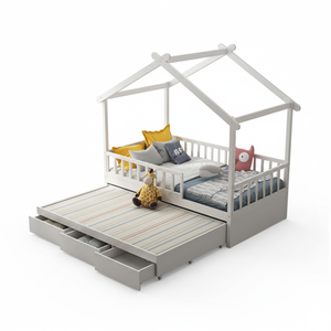Juego de Muebles Infantiles Contemporáneos <span class=keywords><strong>Montessori</strong></span> para Dormitorio de Apartamento, Diseño de Casa con Cajones, Individual/<span class=keywords><strong>Doble</strong></span>, Venta al por Mayor - Product Image 2