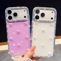 Étui de téléphone transparent brillant avec paillettes de diamant pour 17 Pro Max 17 Air 16 Plus 15 Pro 14 13, coque antichoc mignonne