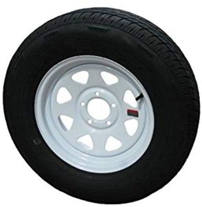 Rueda de <span class=keywords><strong>remolque</strong></span> de radios de 15 pulgadas con neumático radial ST205/75R15 montado, 5 orejetas en patrón de perno de 4,5 "para utilidad, barco, remolques RV - Product Image 2