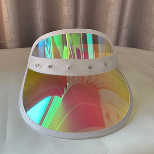 Vente en gros Visière solaire en PVC avec lumière LED <span class=keywords><strong>Casquette</strong></span> et chapeaux unisexe en PVC <span class=keywords><strong>holographique</strong></span> avec lumières LED pour fête et festival - Product Image 2