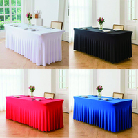 Promotion en gros BASSE quantité minimale de commande impression par sublimation polyester personnalisé couleur unie élégante jupe de table de banquet plissée