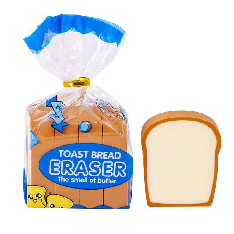 Groothandel Aanpasbare Toast Brood Ontwerp Rubber Potlood Gum Voor Kinderen Magie Kawaii Schattige Gum Set Voor School Stationair