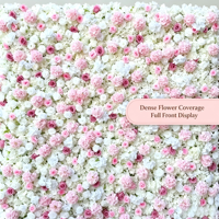 Panneaux muraux de fleurs artificielles roses, blanches et hortensias, réutilisables, imperméables, détachables, toile de fond florale moderne/romantique pour la décoration