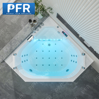 Baignoire d'Angle de Luxe Blanche Autoportante 1,5m, Spa Balnéo Hydromassant Deux Personnes avec Vidange et Robinet pour Bain Détente Adulte