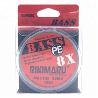 Ligne de pêche tressée Rikimaru BASS 8X 8 brins en PE, super lisse, haute résistance à l'usure, imperméable