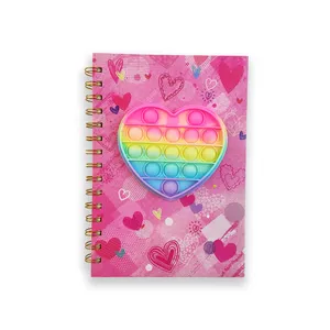 Factory price free sample custom logo Pink girls cute school double wire spiral notebooks stationery with silicone pattern