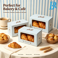 Boîte à pâtisserie personnalisée avec fenêtre, boîtes d'emballage jetables de qualité alimentaire pour croissants et pâtisseries, pour café, desserts à emporter