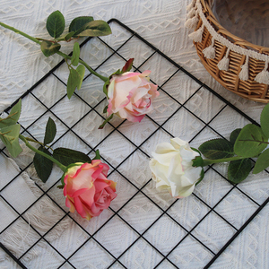 Rose artificielle unique pour décoration de table, décoration de salon, fleur en soie, arrangement de bouquet photo, fleur artificielle simple - Product Image 5