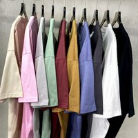 Kaos Terbaru 190G Oversize Pria Katun Murni Streetwear Merk Ternama Lengan Pendek Warna Solid Polos Bernapas