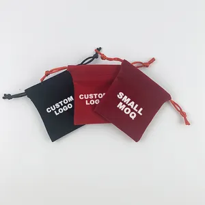 Toptan özel küçük kadife mikrofiber hediye kesesi toz paketleme organze pamuk keten kumaş takı İpli çanta logolu