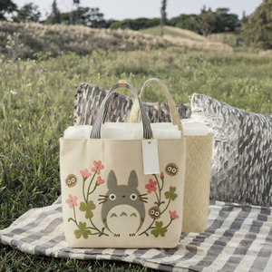 Bolso Tote Casual de Lona Cuadrada con Estampado Digital y Bordado de Hilo Dorado de Dibujos Animados Vintage Aiyi para Mujer - Product Image 3