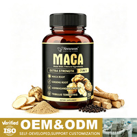 Capsules de Maca 7 en 1 avec étiquette OEM, racine de Maca, ginseng, ashwagandha, tribulus terrestris, complément végétarien pour soutenir l'énergie masculine