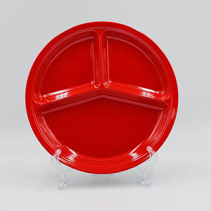 Assiette en mélamine à 3 compartiments, rouge et noir, 10 pouces, pour repas équilibrés - Product Image 6