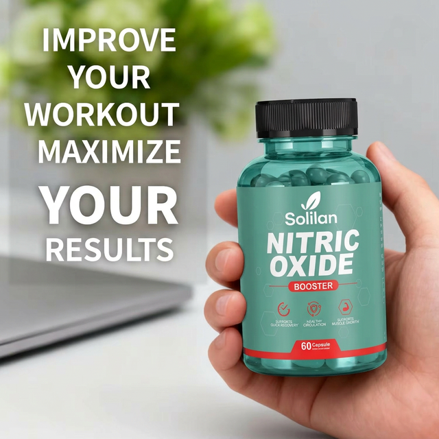 Solilan Nitric Oxide Booster Capsules Containing L-arginine and L-citrulline and Ginseng for Muscle Growth & Circulation.