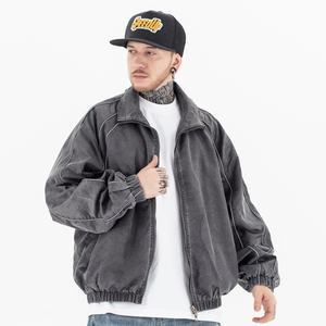 Veste oversize rétro Y2K pour homme 2025 - Gris foncé avec surpiqûres contrastées, streetwear décontracté, coupe ample pour l'automne - Product Image 2