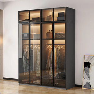 Armario de Dormitorio de Lujo Personalizado con Puertas de Vidrio, Iluminación LED Cálida, Múltiples Zonas de Almacenamiento, Rieles para Colgar, Diseño Ergonómico Moderno - Product Image 2