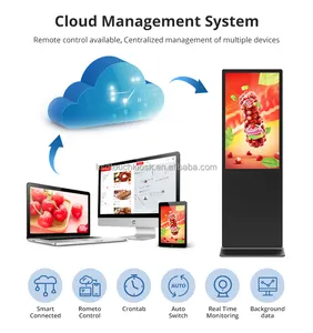 Supermarket Advertising Machine Kiosk Mobile 43 49 55 65 Inch Lcd Floor Stand Digital Signage Player