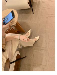 Elegant <b>Pointed</b> <b>Toe</b> Slip-on Cow Leather Backless Mules <b>Flat</b> Shoes for Women - Product Image 6