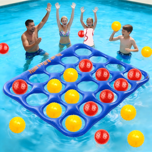 <b>Inflatable</b> 4-in-a-Row Pool <b>Game</b> Set with Red & Yellow Balls for Multiplayer Family Water Fun - Product Image 1