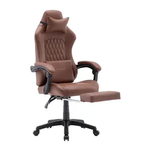 Cadeira de massagem luxuosa para jogos, cadeira de computador com apoio para os pés, couro pu, led, rgb, preto, branco e rosa, Scorpion Racing, ideal para jogos