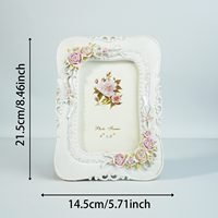 Cadre photo en résine 3D rose gaufré à double ouverture, style campagnard français, pour décoration de bureau, vente en gros, OEM