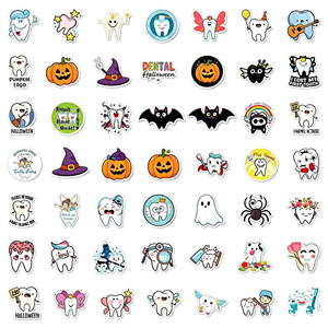 Individuell Bedruckte Kürbis-Grimassen Selbstklebende PVC Wasserfeste Aufkleber für Kinder Zahn-Sticker Halloween-Party-Dekorationen - Product Image 1