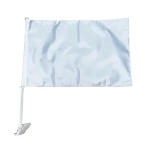 Clipes De Janela De Carro Personalizado Bandeira De Sublimação Em Branco Mini Poliéster Bandeira De Carro Personalizado Com Pólo De Plástico