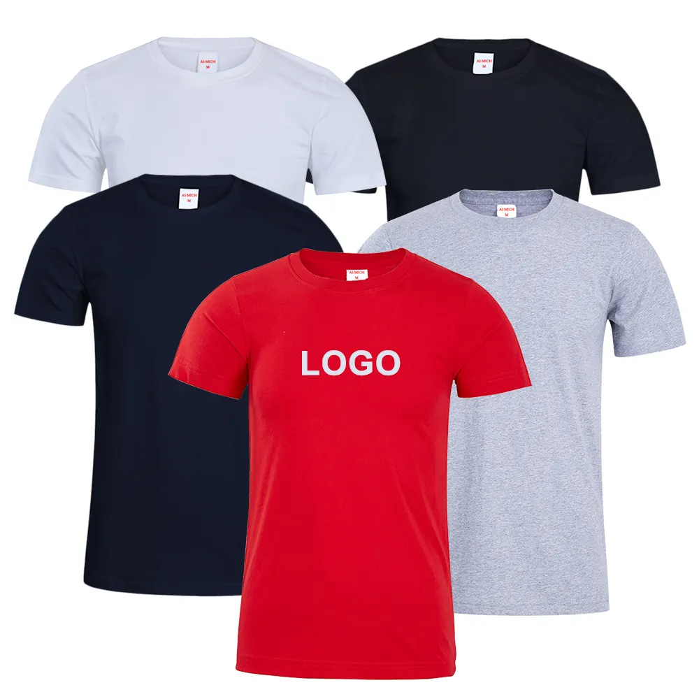 AI-MICH卸売カスタムロゴユニセックスTシャツOネック100% コーマ綿ブランク昇華Tシャツ