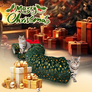 Atmosphère de Noël adorable Tunnel de chat en forme de S Motif solide Roulant Nid de dragon Tissu confortable Nid pour animaux de compagnie Conception de dorure - Product Image 2