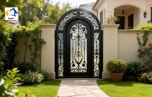 Puerta de Hierro Forjado Personalizada a Precio de Fábrica, Estilo Europeo, Puerta de Entrada para Jardín de Villa, Fábrica China - Product Image 4