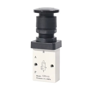 Válvula Neumática de Acción Directa con Botón Pulsador Tipo Hongo Serie S3PM G1/8, Válvula Mecánica de Aluminio - Product Image 1