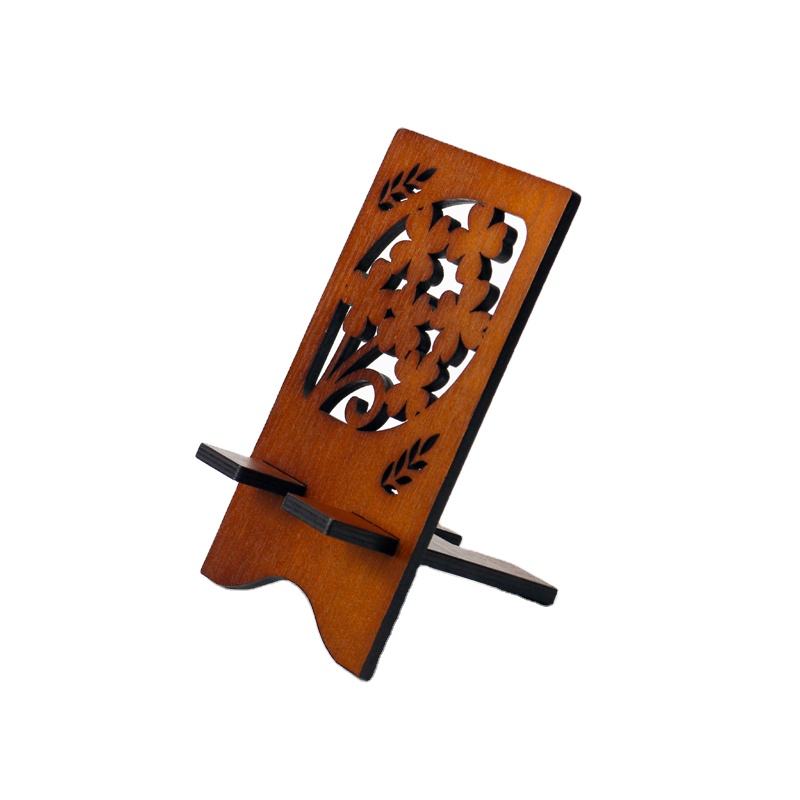 Exquisite Carved Wooden Mobile Phone Holder Cell Phone Stand 
