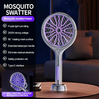 Raquette électrique anti-mouches et insectes 2500V avec écran LED, double mode, rechargeable pour intérieur, maison, bureau, jardin