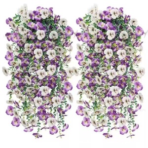 Bouquet de fleurs artificielles de primula en soie plastique Temu, à suspendre au mur, pour la décoration intérieure, de mariage ou extérieure, printemps - Product Image 1