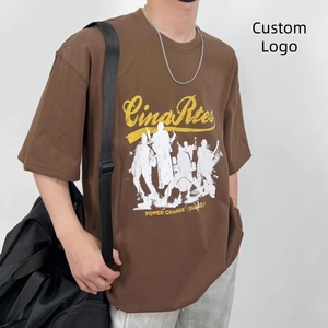 Camiseta de algodón para hombre OEM, personalizada con impresión 3D de silicona, de alta calidad, corte holgado, con logo en relieve, informal, transpirable. - Product Image 1