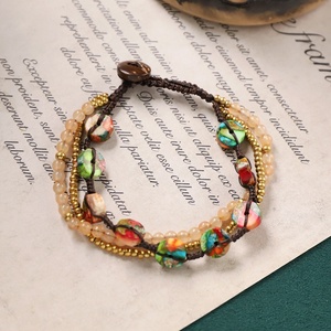Bracelets en pierre naturelle de style chinois avec motif animal, perles colorées, corde tressée, clochette, bijoux ethniques ajustables pour femmes - Product Image 6