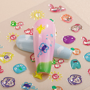 Pegatinas de uñas con forma de corazón 3D, autoadhesivas de dibujos animados para niños, arte DIY RJ-0003 - Product Image 2