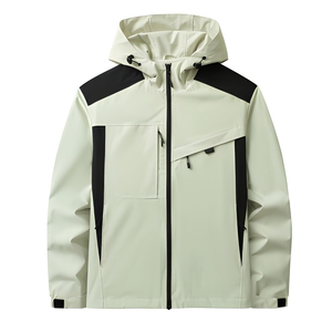 Chaqueta impermeable al por mayor, chaqueta softshell de poliéster de 320 g/m², logotipo personalizado para minoristas de camping en EE. UU., MOQ bajo - Product Image 1