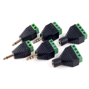 Prise audio pour casque à double canal plaquée or 3,5 mm sans soudure. Adaptateur stéréo. Bornes vertes sans soudure - Product Image 5