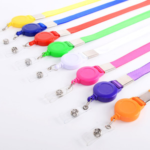 Wholesale Custom Colored Retractable ID Card Holder Nylon <b>Lanyard</b> with Transparent Waterproof - Product Image 1