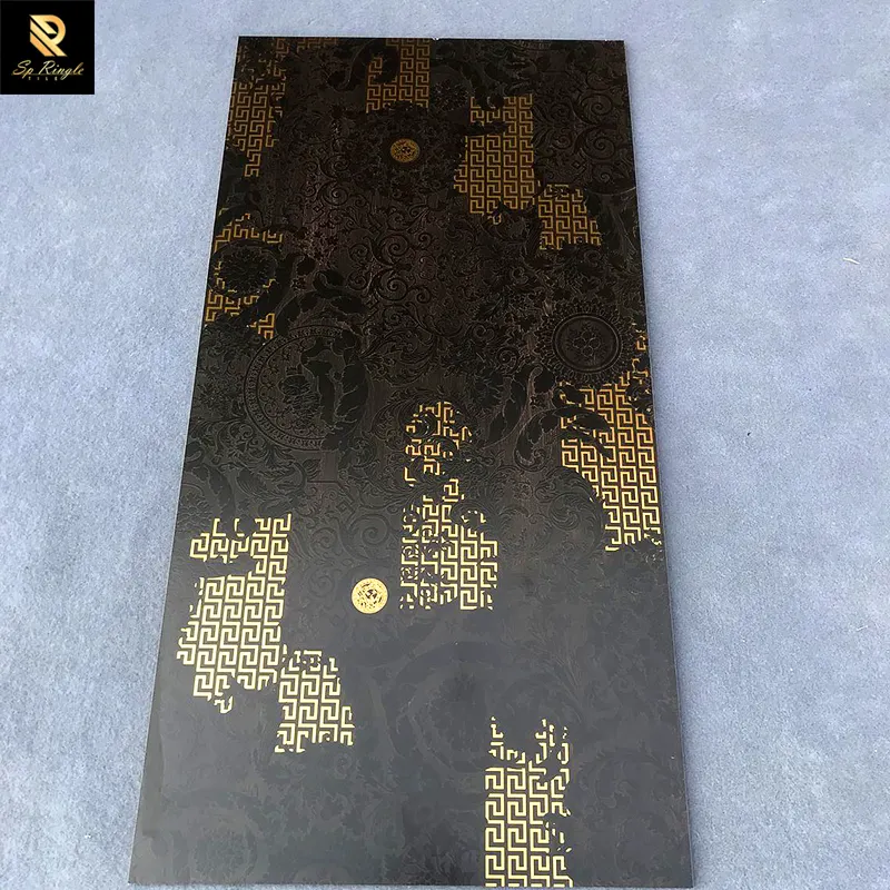 60x120 luxury 3d antistatic kajaria wall matt porcelanato carpet tiles black and gold shiny ceramic floor