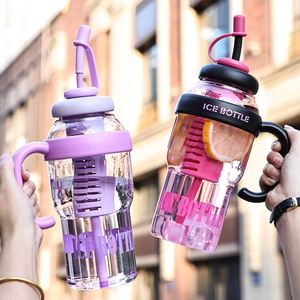 แก้วน้ำพลาสติกพร้อมฝาและที่กรองน้ำไอศครีมพร้อมหลอดและที่กรองชา - Product Image 2