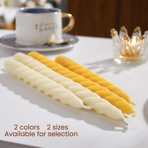 Long Burning Beeswax <strong>Taper</strong> <strong>Candles</strong> Yellow Spiral <strong>Candles</strong> for Home Decor Party Festival Celebration - Product Image 4
