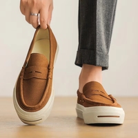 Mocassins classiques vulcanisés pour hommes à bout rond ouvert, respirants, à pompons, à semelle épaisse X507